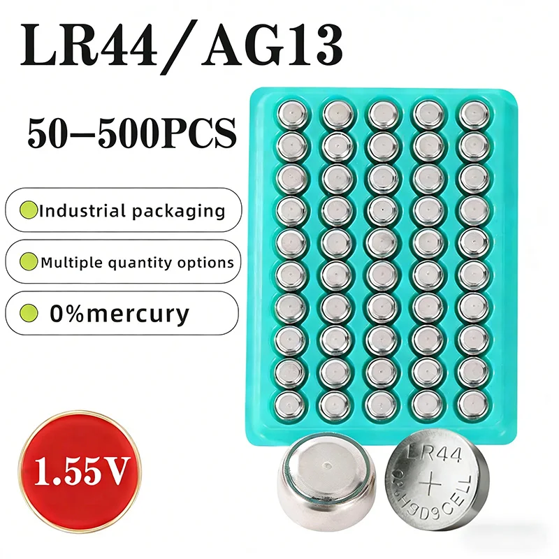 

AG13 LR44 Alkaline Button Battery 1.55V 150mAh A76 357A LR1154 SR1154 SR44 For Watch Calculator Car Key Remote Clock Coin Cell