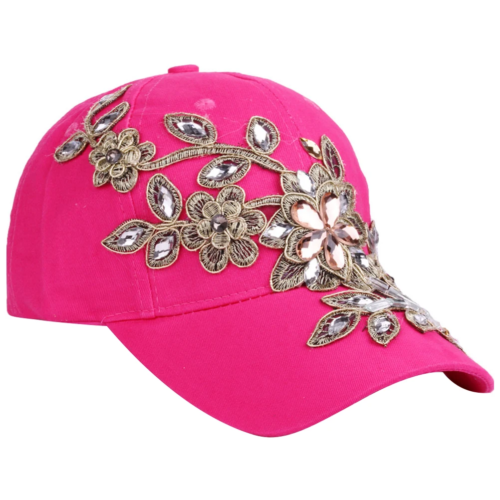 

Flower Shaped Rhinestone Diamond Baseball Hat For Kids Cap Adjustable Cotton Hat Spring Autumn Summer Outdoor Party