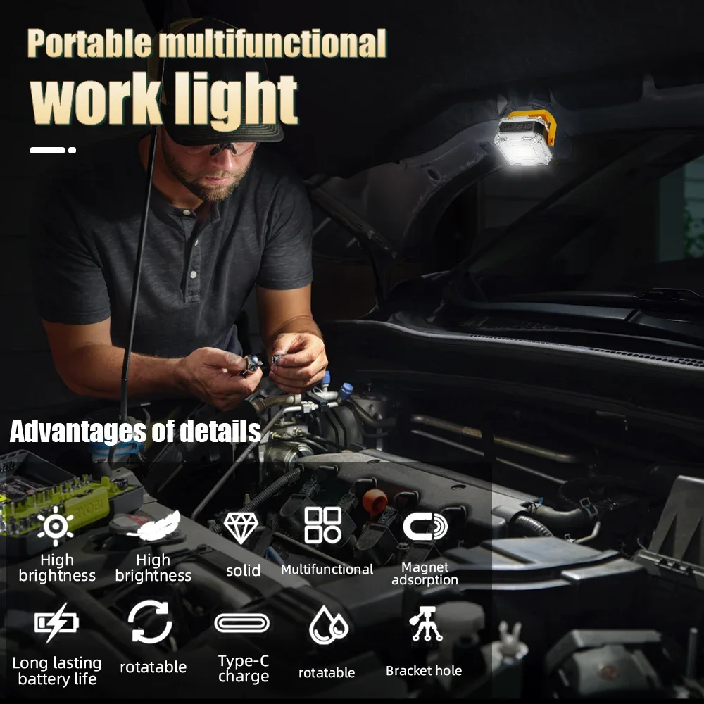 8 pacotes LiitoKala LF-224 200-500LM multifuncional COB + luz de trabalho SMD para caminhadas, aventuras e viagens portáteis