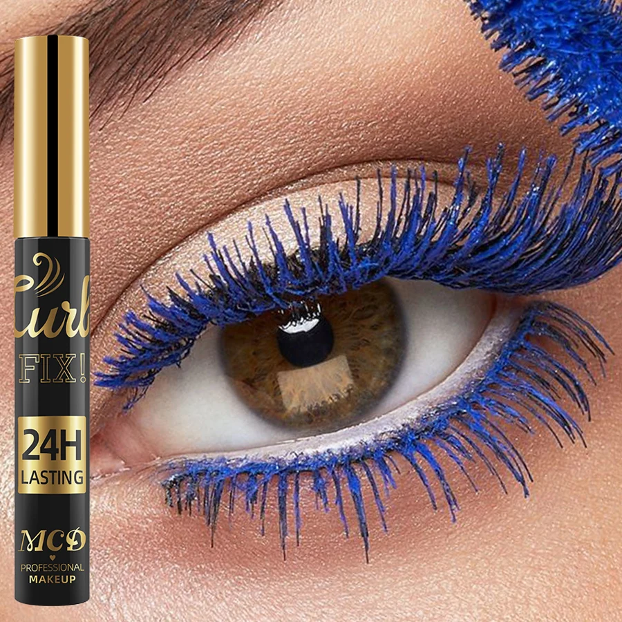 1PC Mascara arricciacapelli colorato Impermeabile ad asciugatura rapida Estensione ciglia Ciglia multicolori Occhi Trucco coreano Durata Blu Bianco