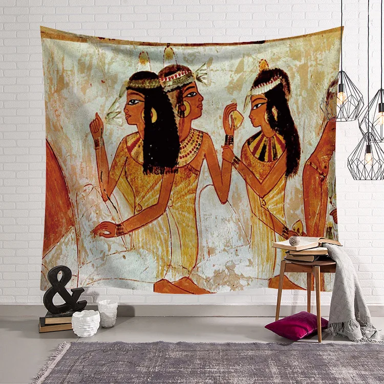 

Yellow Ancient Egypt Hanging Old Culture Printed Hippie Egyptian Tapestries Wall Cloth Home Decor Vintage Tapestry