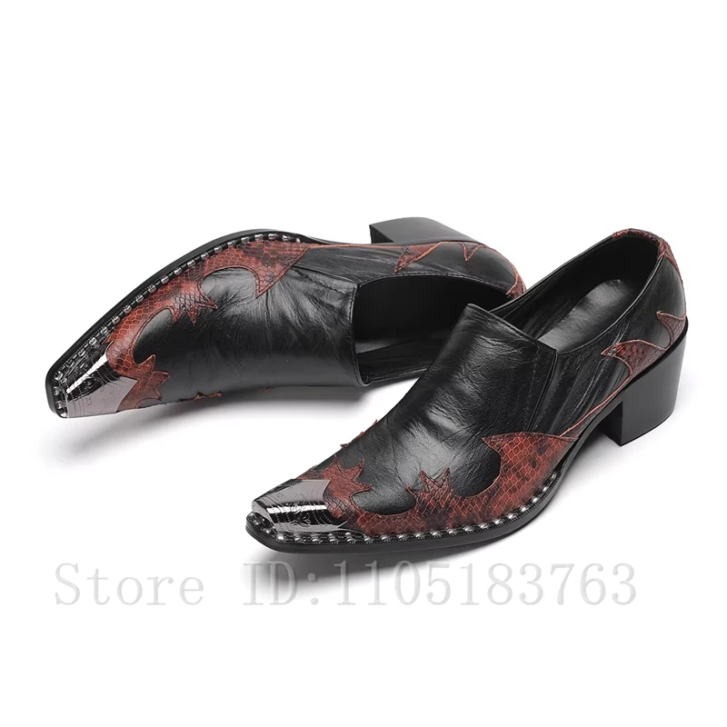 New Arrival Square Toe Rivets Slip On Loafers Men Genuine Leather Handmade Casual Party Party Spiked Shoes