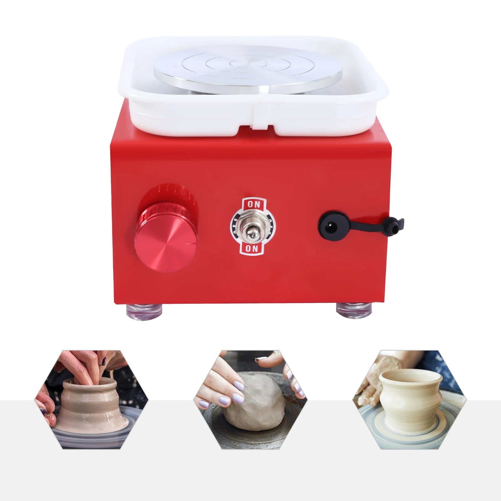 Mini Ceramic Wheel Machine Electric Pottery Turntable 2000 RPM with Removable ABS Basin Clay Art Craft