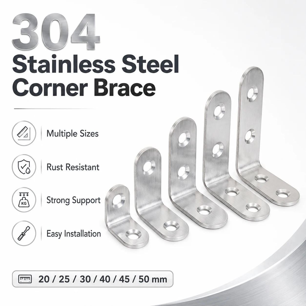 5-10Pcs Stainlesss Steel L Corner Bracket, 90 Degree Right Angle Connector for Wood Furniture Cabinet Shelf Support, Heavy Duty