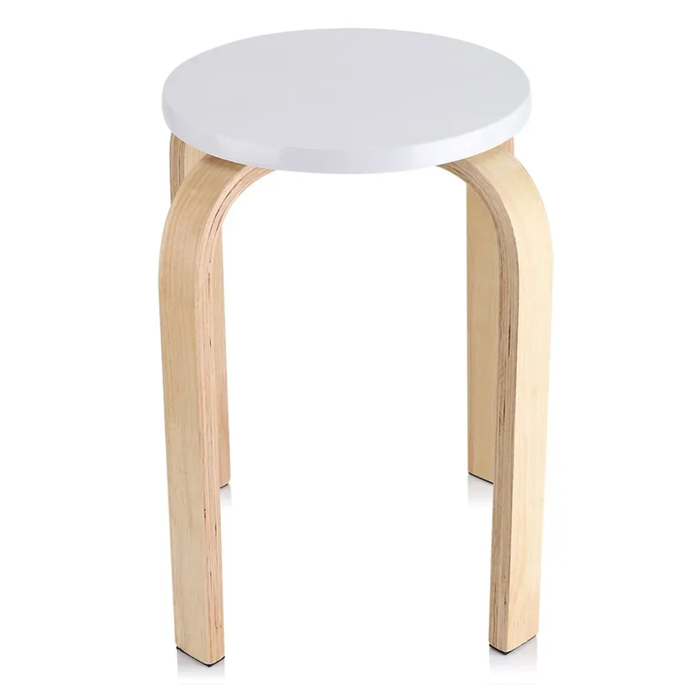 

1Pc AntiSlip Bent Wood Stacking Stool Candy Color Home Furniture Kids Room Decor White