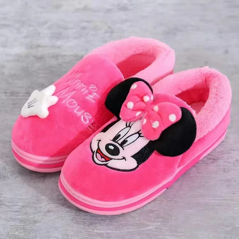 Kids Boys Cotton Home Slippers Winter Autumn Children Baby Girls Cartoon Mickey Minnie Mouse Cars Kids Girls Indoor Warm Shoes