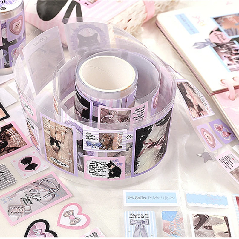 1PC Ballet Fantasy Series Die Cutting Washi Tape Decorative Collage Adhesive DIY Scrapbooking Handbook Stickers  Stationery