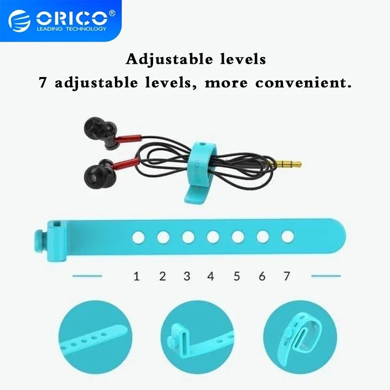 

ORICO 5 Pcs Color Silicone Cable Ties Wire Storage Organizer Silicone Harness Data Cable Adjustable Cable Organizer SG-PH5 RH5