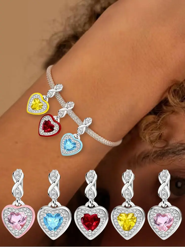 925 Silber Farbe Unendliche Romantik Liebe Herz Charms Perlen Diy Armband Armreif Herstellung Geschenk Von Hochwertigen Mode Schmuck
