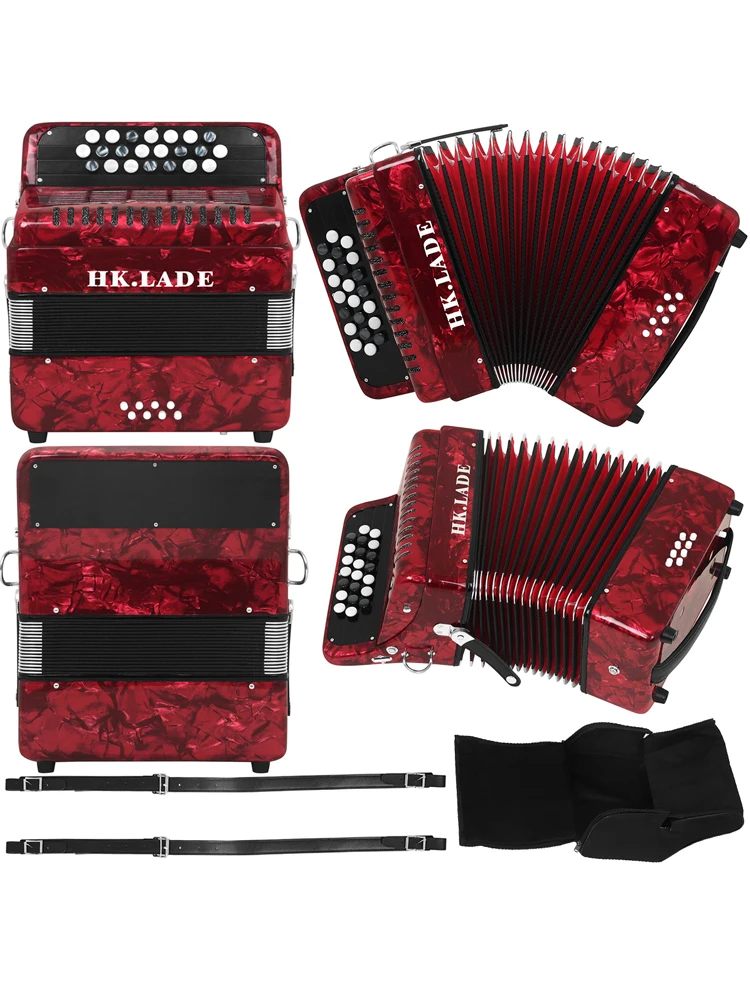 HK · LADE AH-10 Red 22 Key 8 Bass Key Button Accordion