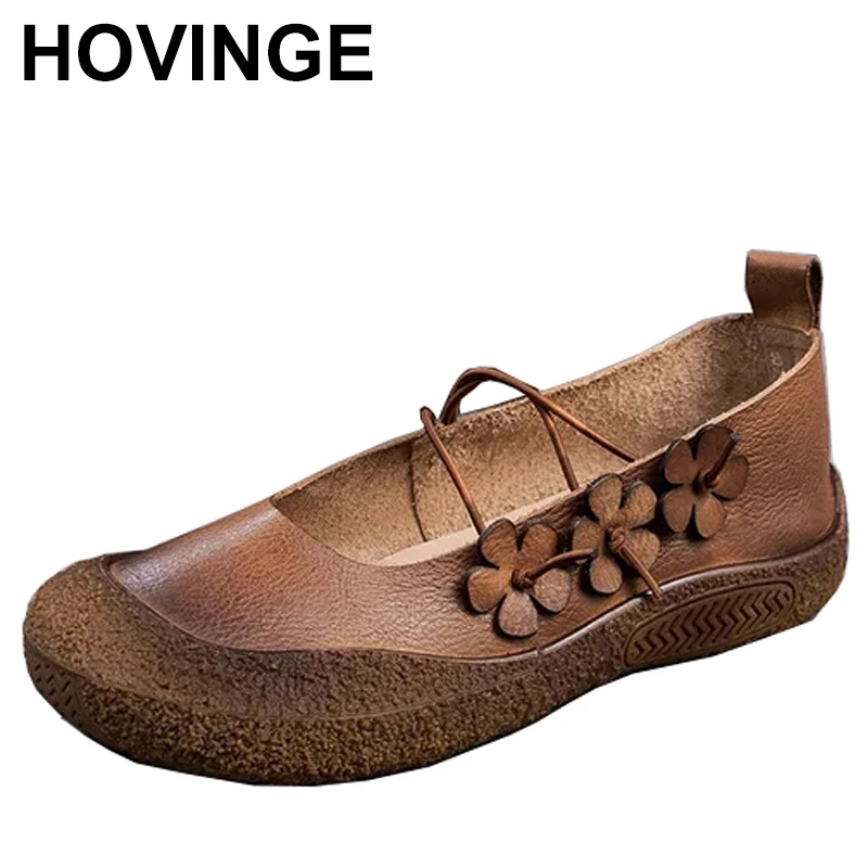 

Women Shoes Soft Flat Retro Leather Ballet Flats Handmade Ladies Shoes Genuine Leather Brand Shoes Spring
