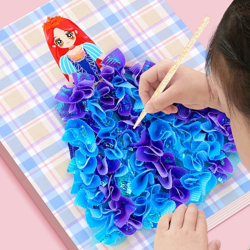 Children's Puzzle Poke Happy Dream Princess DIY Dress Up Book for Girls Sticky Painting Creative Handmade Stickers Book