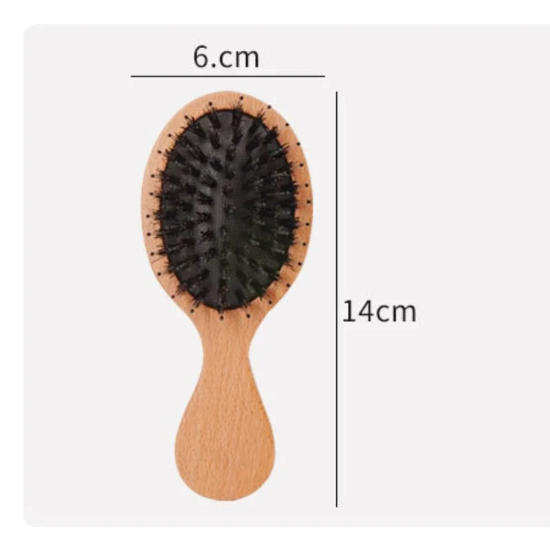 Brosse à Cheveux de Énergie du Cuir oral elu, Peigne en Poils de Sanglier, Bois Ovale Antistatique, Outil de Coiffure