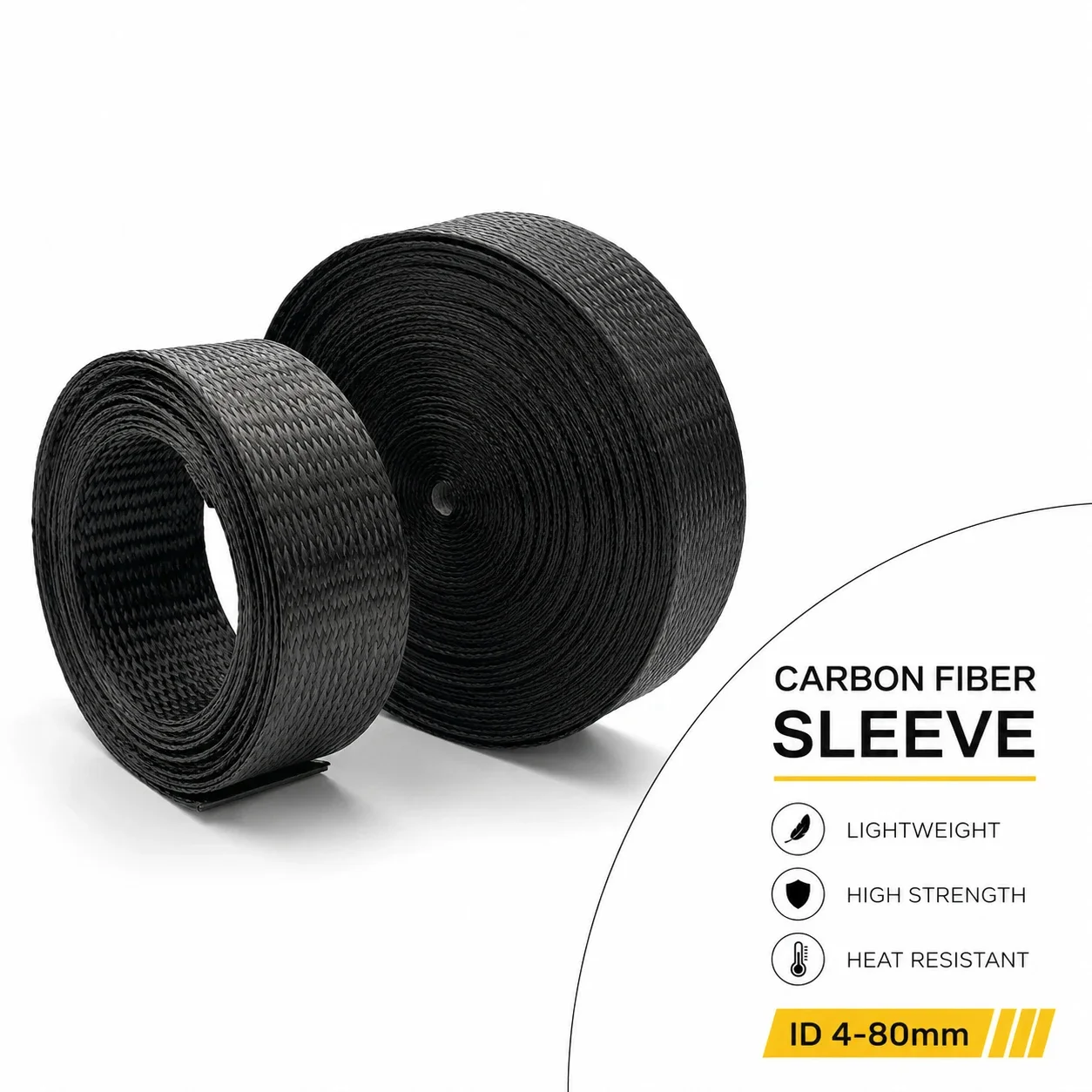 Carbon Fiber Wire Sleeve ID4‑80Mm High Temperature Resistant And Flame‑Retardant Cable Bundle Protective Sleeve