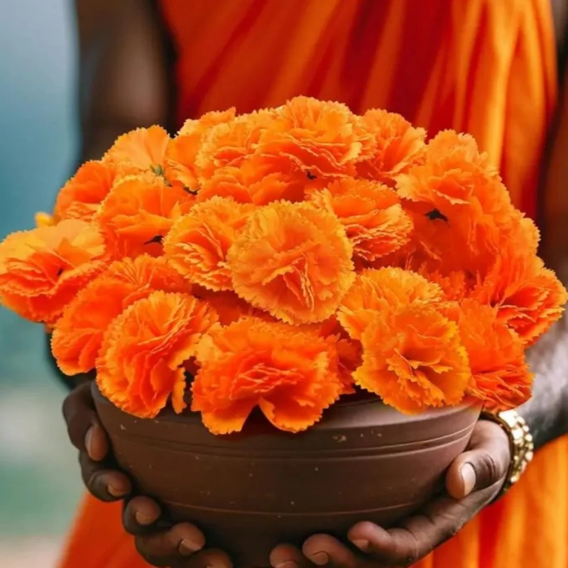 Cabezas de flores de caléndula de clavel Artificial para decoraciones de Halloween Día de los muertos decoración de fiesta de Festival de Diwali indio mexicano
