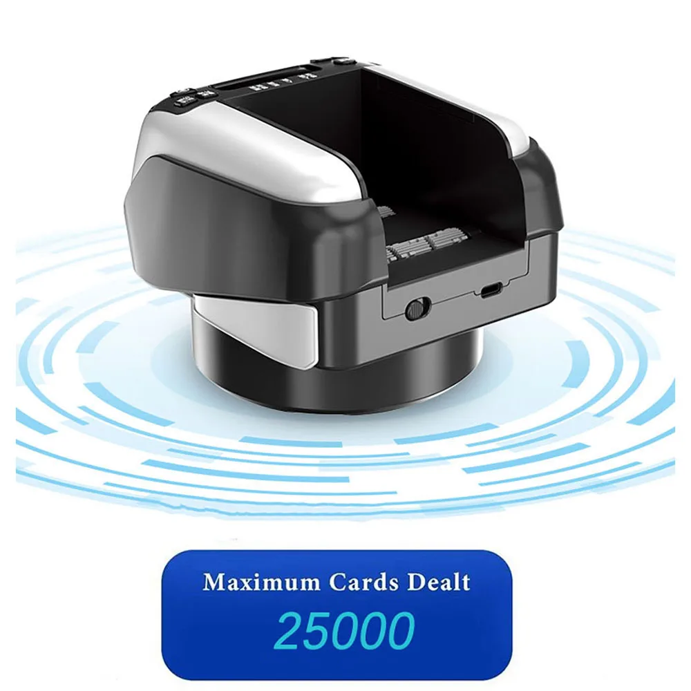 ماكينة تاجر البطاقات الأوتوماتيكية القابلة لإعادة الشحن 360 درجة ° جهاز توزيع بطاقات البوكر الكهربائي الدوار لألعاب الحفلات المنزلية #3
