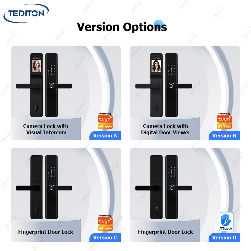 Waterdichte Rfid Vingerafdruk Keyless Tuya Wifi Smart Home Card Deurklink Slot Intercom Outdoor Met Camera