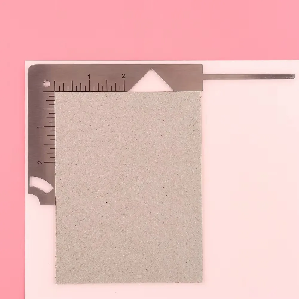 Durable 5-in-1 Book Cover Guide Multi-Function Stainless Steel Gauge Ruler DIY Book Cover Positioning Ruler