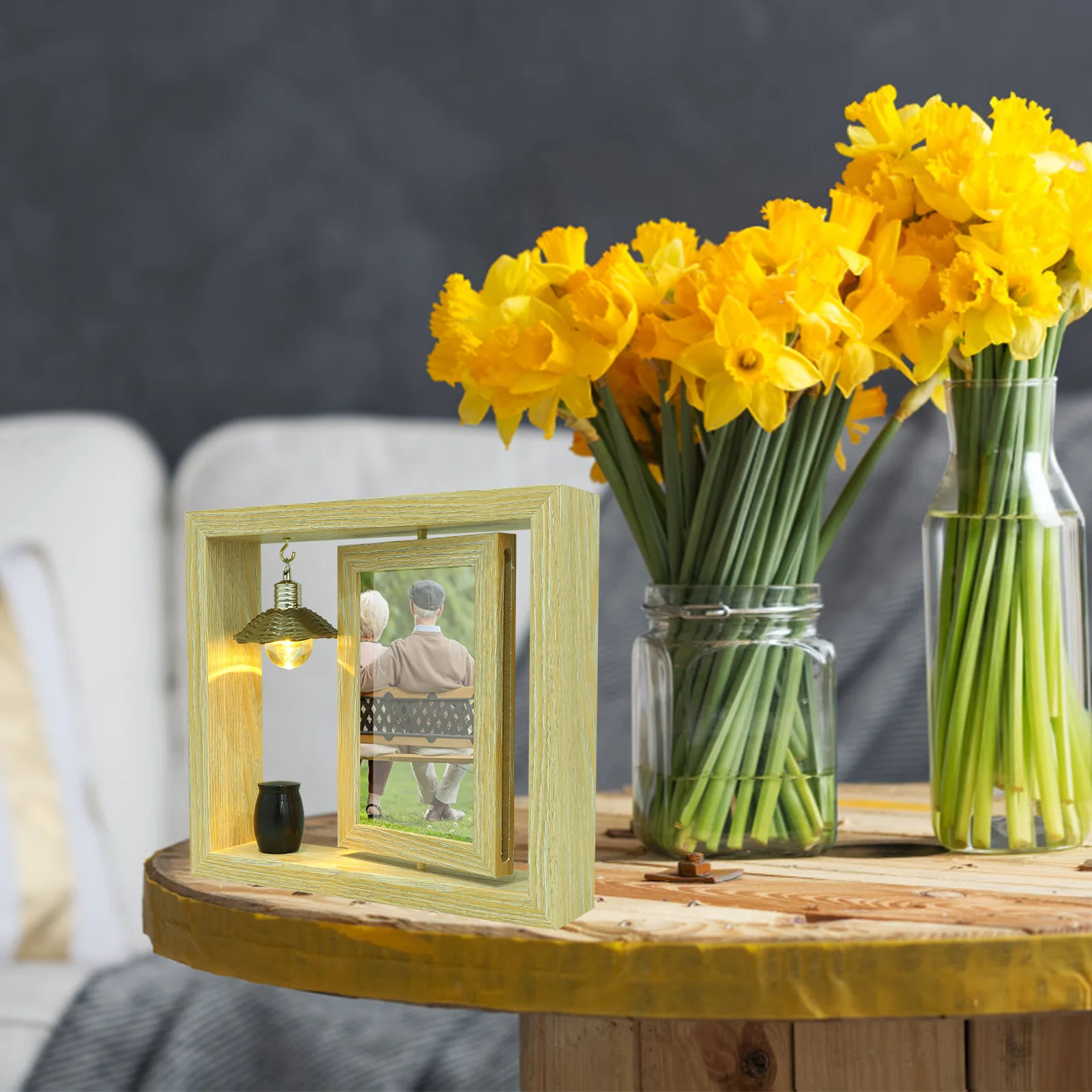 1 set Memorial Picture Frame Wood Tabletop Photo Frame Integrated Ash Urn For Remembrance Keepsake Dog