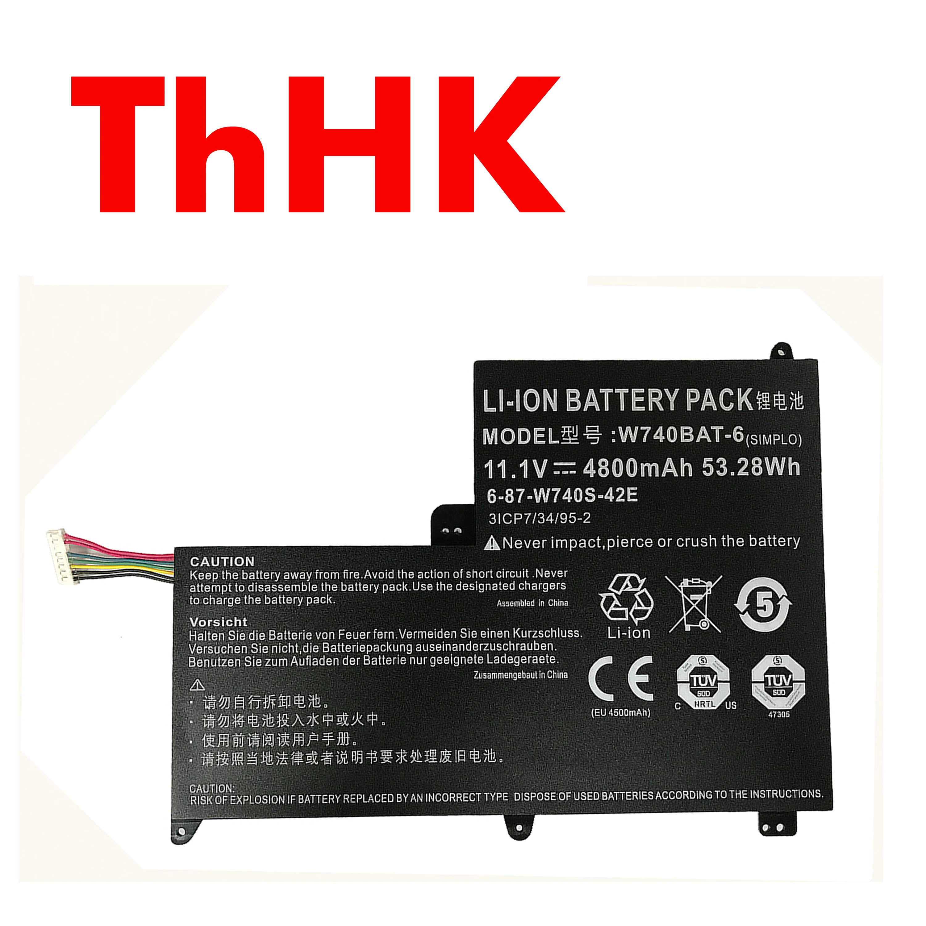 

Genuine Original 4800mAh W740BAT-6 6-87-W740S-42E Battery For Clevo Schenker W740S S413 W740SU