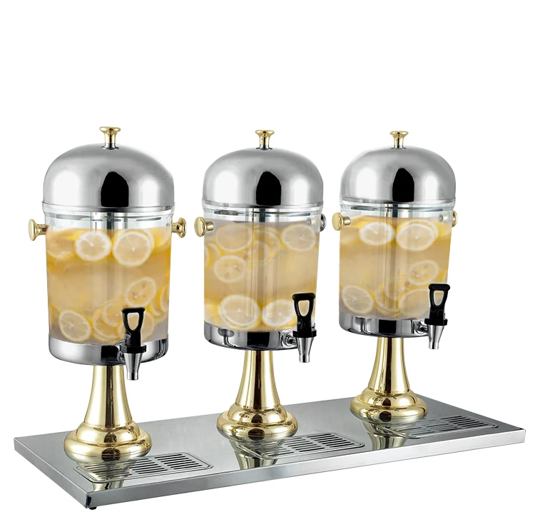 Stainless steel Drink Dispenser for Parties - Set of 6 Gallon Polyethylene Container Beverage Dispensers with Stand