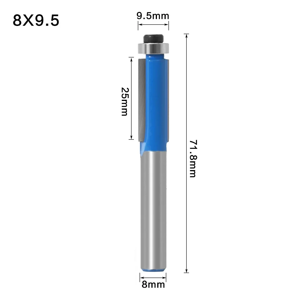 8mm Shank Double-Edged Trim Router Bit With Enclosed Ball Bearing YG6 Alloy Head For Wood Template Pattern Tool Carbon Steel