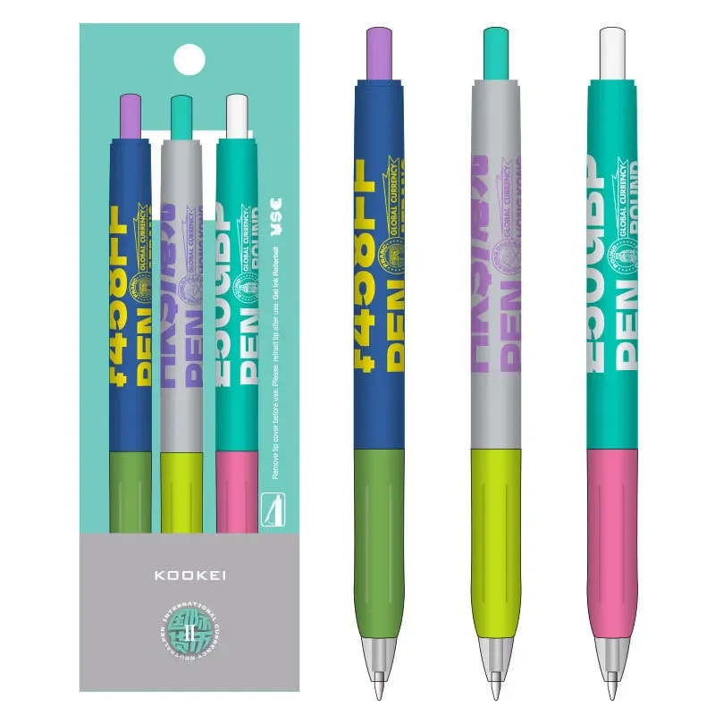 Creative Design Contrasting Color Pen Holder Trendy Pattern 0.5 Neutral Pen Oasis Currency Pattern Postmark Kawaii Pens Cute