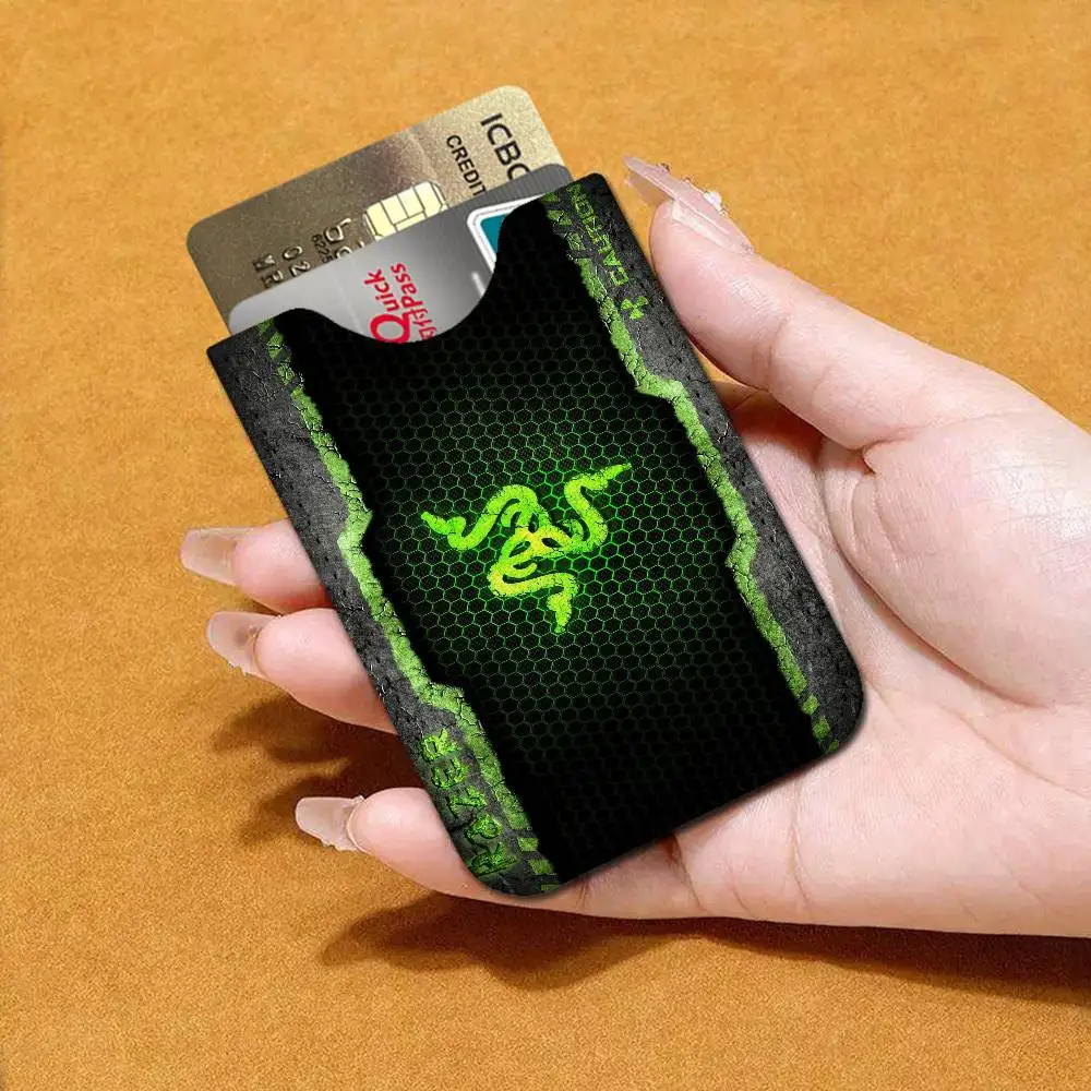 R-RAZER Logo Game Snake Cartoon Men Women Universal Leather Business Card Holder ID Credit Card Organizer Pocket Size Card Case