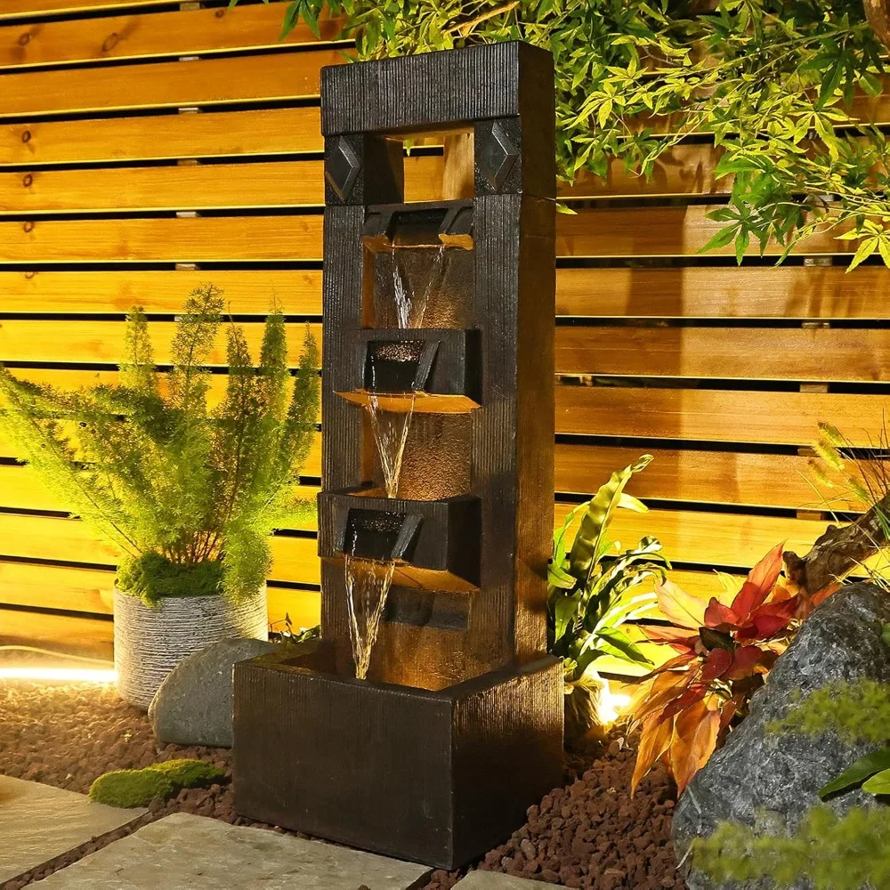 

Outdoor Fountains and Indoor Waterfalls 4 Floor-Standing Water Fountain Outdoor with LED Lights Fountain Outdoor Garden Office