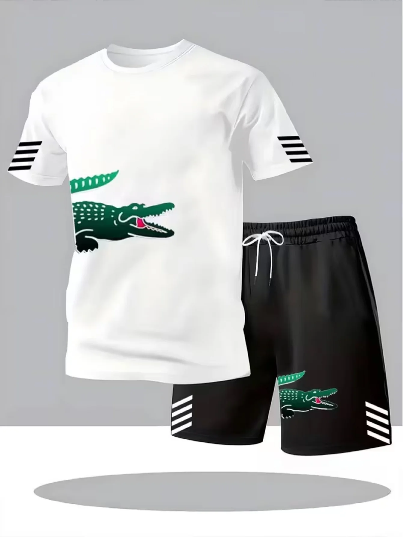 2026 Hot Sale Men's Short-sleeved 3d T-Shirt Set - Polo Shirt with Shorts Set Two-piece Casual and Fashionable Sports Outfit