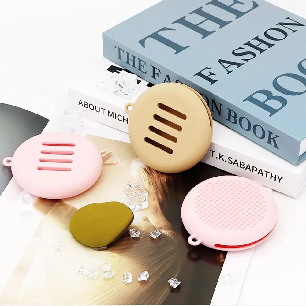 Washable Makeup Sponge Holder Eco-Friendly Reusable Beauty Egg Storage Breathable White Silicone Powder Puff Storage Box Women