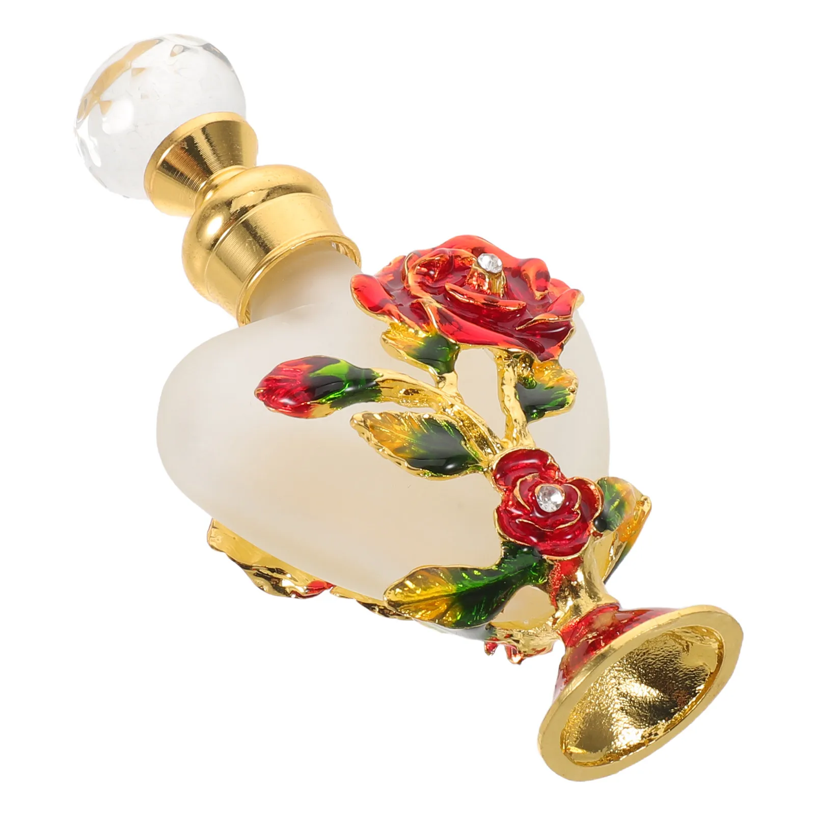 1 Piece Heart Shaped Glass Perfume Bottle with Gold Cap Elegant Aromatherapy Diffuser Decorative Fragrance Container for Home
