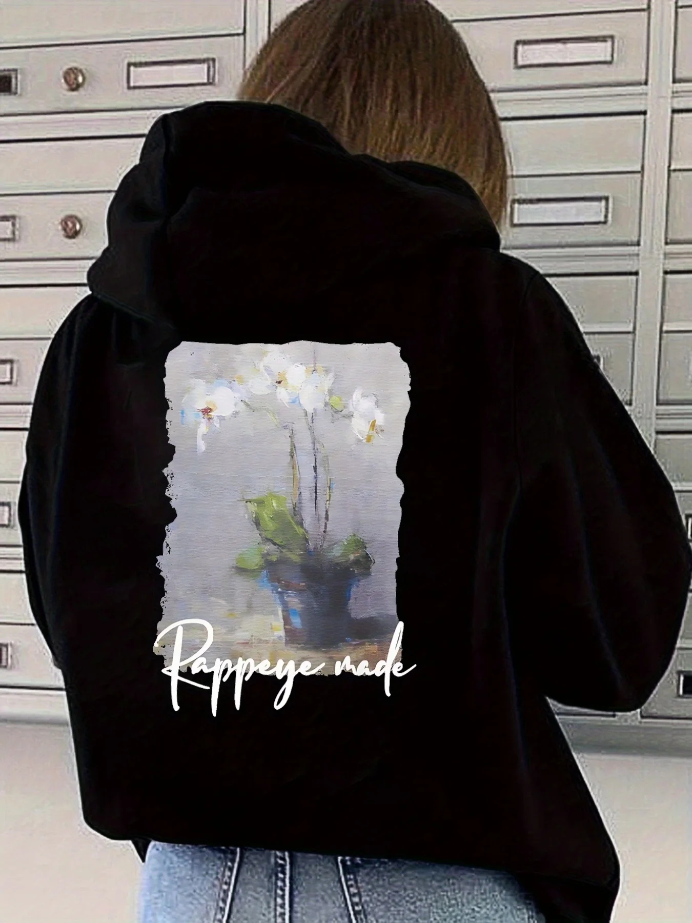

Oil Painting Flower Graphic Printing Autumn and Winter Men's and Women's Hoodies Casual Loose Outdoor Street Sports Training
