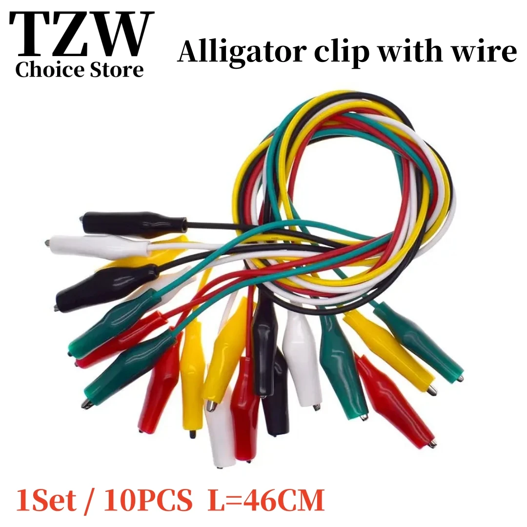 1Set / 10PCS Alligator Clips Electrical DIY Test Leads Alligator Double-ended Crocodile Clips Roach Clip Test Jumper Wire 46CM