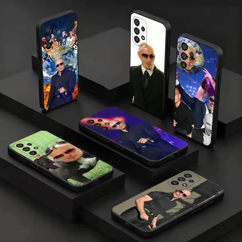 Funny Mr W-Worldwide Pitbull Black Protective Cell Cover For Samsung S26 25 24 23 22 21 20 10 10E Plus FE Ultra Note Soft case