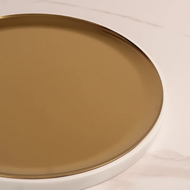 

ins style Nordic metal tray Stainless steel gold large disc Creative desktop ornament Resin decorative storage tray