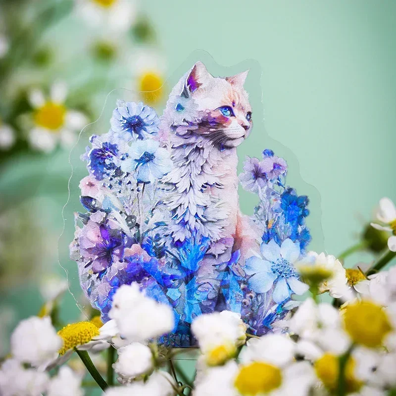 

20Pieces Stickers Cat Colorful Manor Shell Light Paper Decorative Crafts Handbooks Scrapbook DIY School Supplies 12*8CM