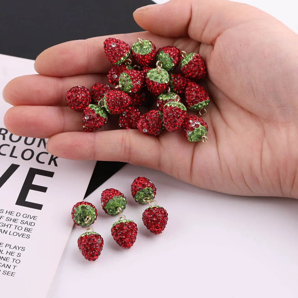 

15Pcs Crystal Strawberry Charms Handmade Jewelry Findings Pendant for Diy Bracelet Earrings Keychain Jewelry Accessories