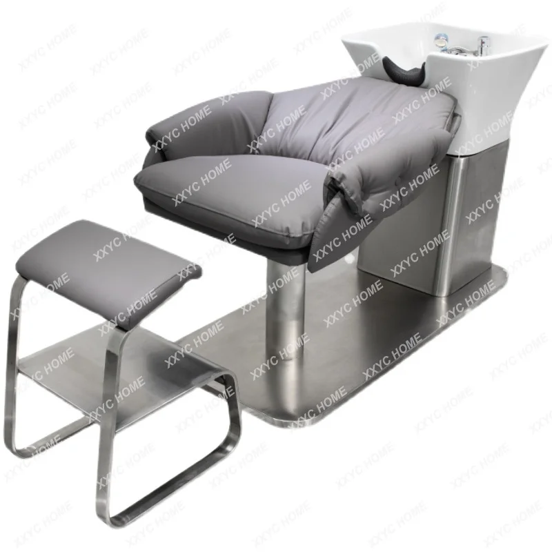

High-end semi-reclining ceramic basin shampoo bed for hair salon, simple, fashionable and comfortable shampoo bed