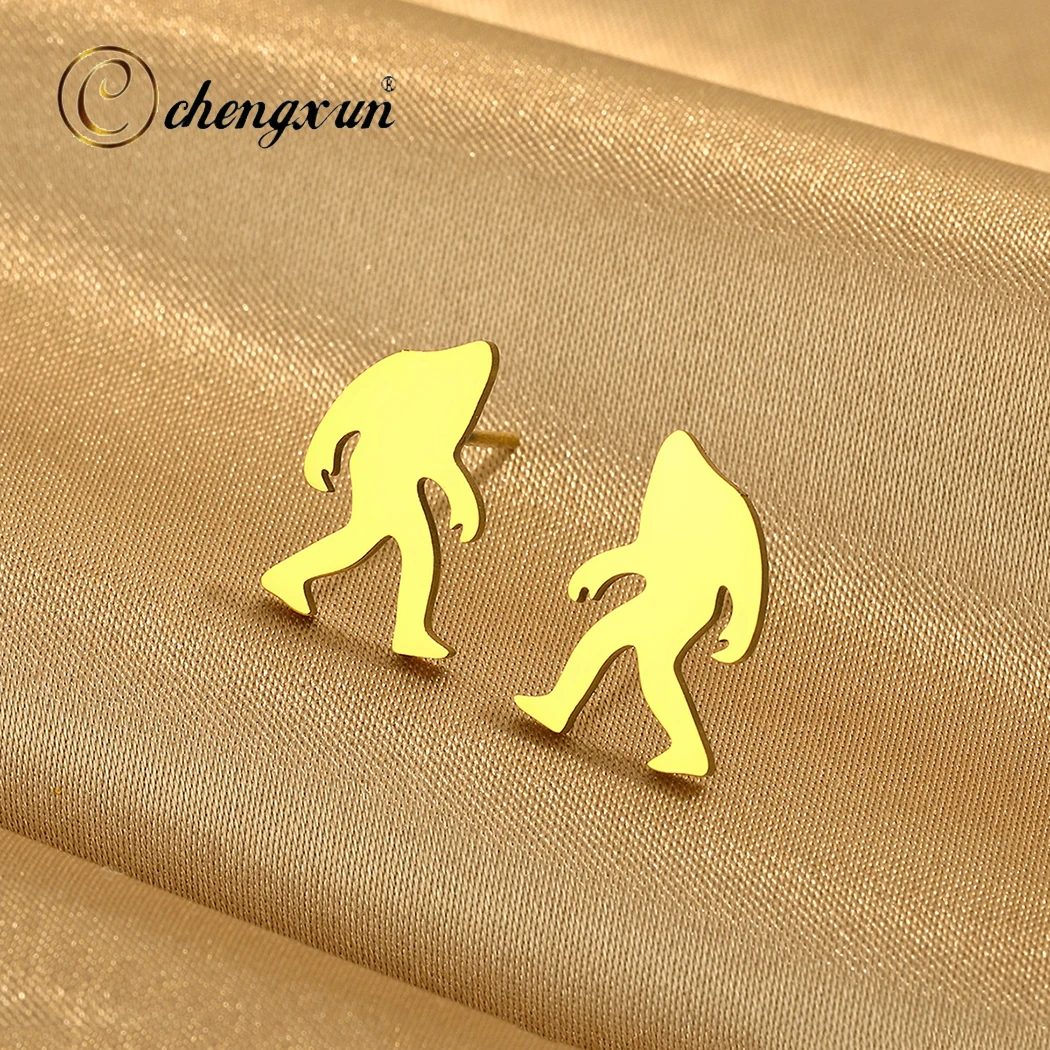 CHENGXUN Tiny Yeti Stud Earrings Stainless Steel Big Foot Earrings Sasquatch Earrings Party Jewelry for Men and Women