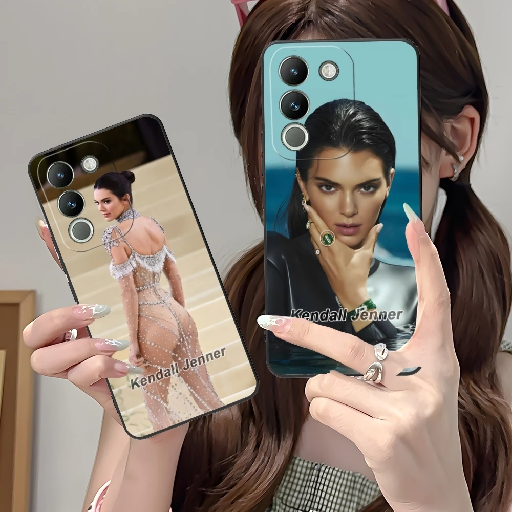 Kendall Jenner 컬러 휴대폰 케이스, VIVO Y95 Y93 Y31 Y20 V19 V17 V15 Pro X60 NEX, 블랙 소프트 휴대폰 커버 쉘