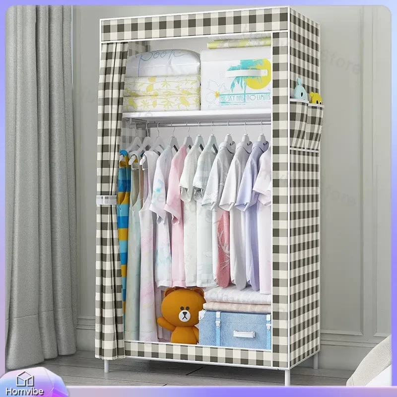 Portable Folding Wardrobe Steel Frame Non Woven Fabric Closet Simple Storage Cabinet Organizer for Bedroom Dormitory Student