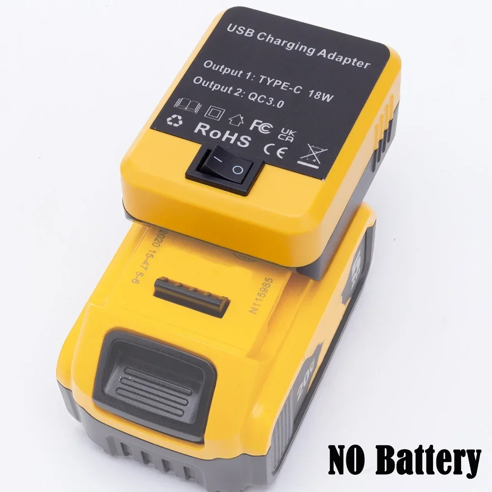 Portable Mobile Power Bank for Dewalt 18V DCB200 DCB203 DCB204 Lithium Battery Indoor and Outdoor Use W/USB TYPE-C(NO Battery )