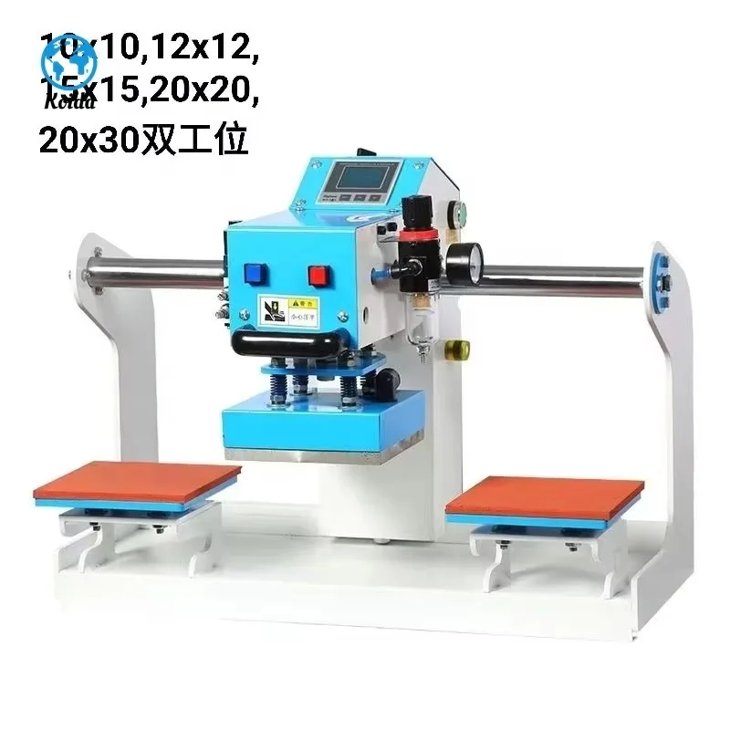 Flat Press Heat Transfer Machine 16*20 16*24 Inch Double Pressure Plate Pneumatic Heat Transfer T-shirt Machine
