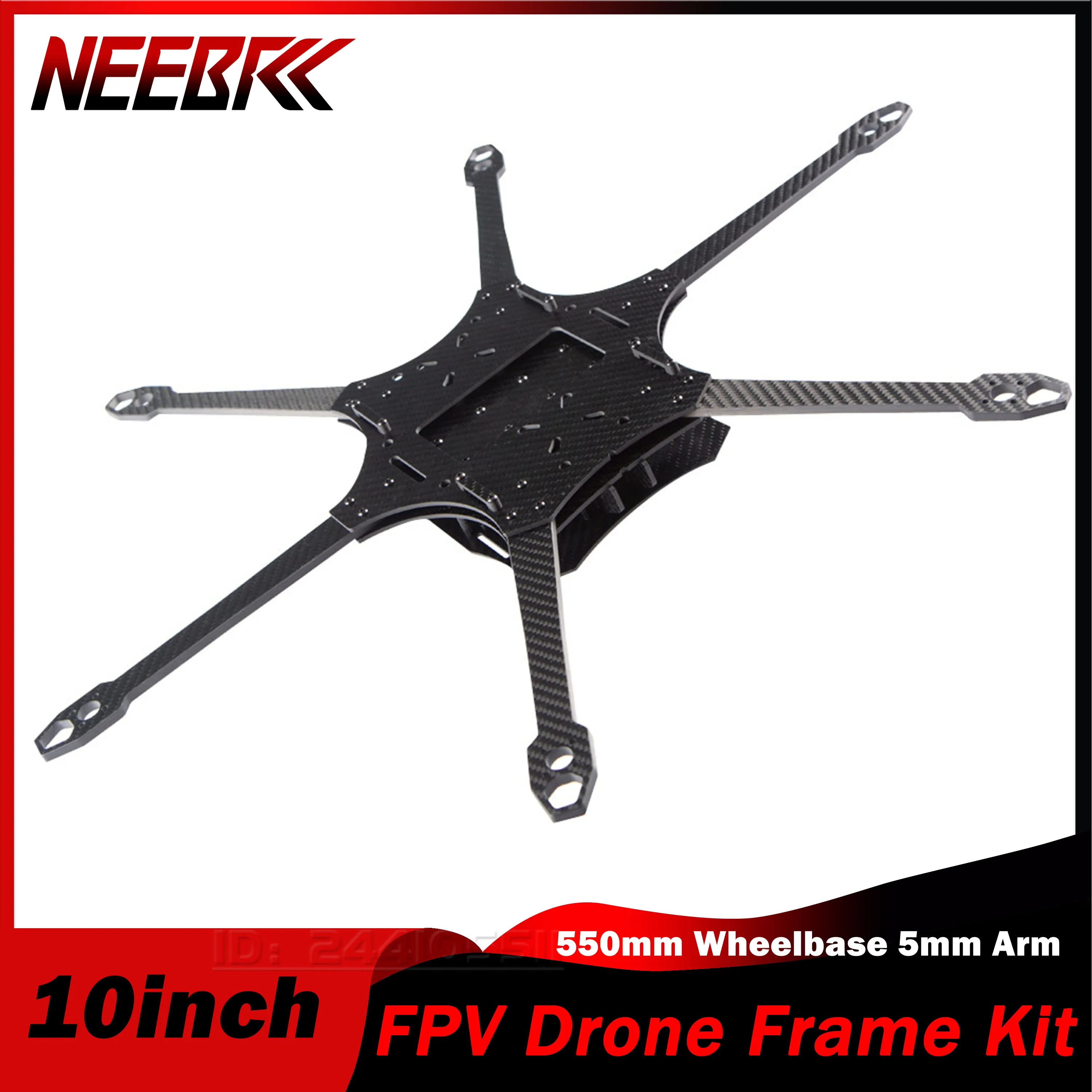 

NEEBRC 10-дюймовый комплект рамы из углеродного волокна FPV, колесная база 550 мм, рычаг 5 мм для RC Freestyle Long Range Drone Six Axis 3115, двигатель 80A ESC