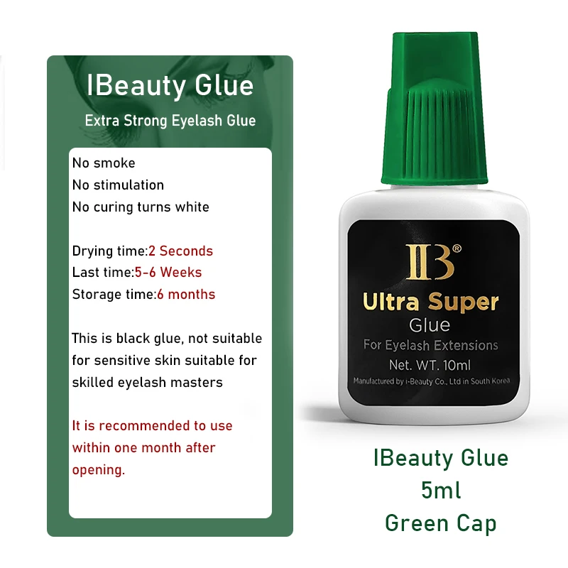 1 bouteille IBeauty Ultra Super fournitures colle Extensions de cils individuelles à séchage rapide bouchon vert IB 5ml faux Colas outils de maquillage