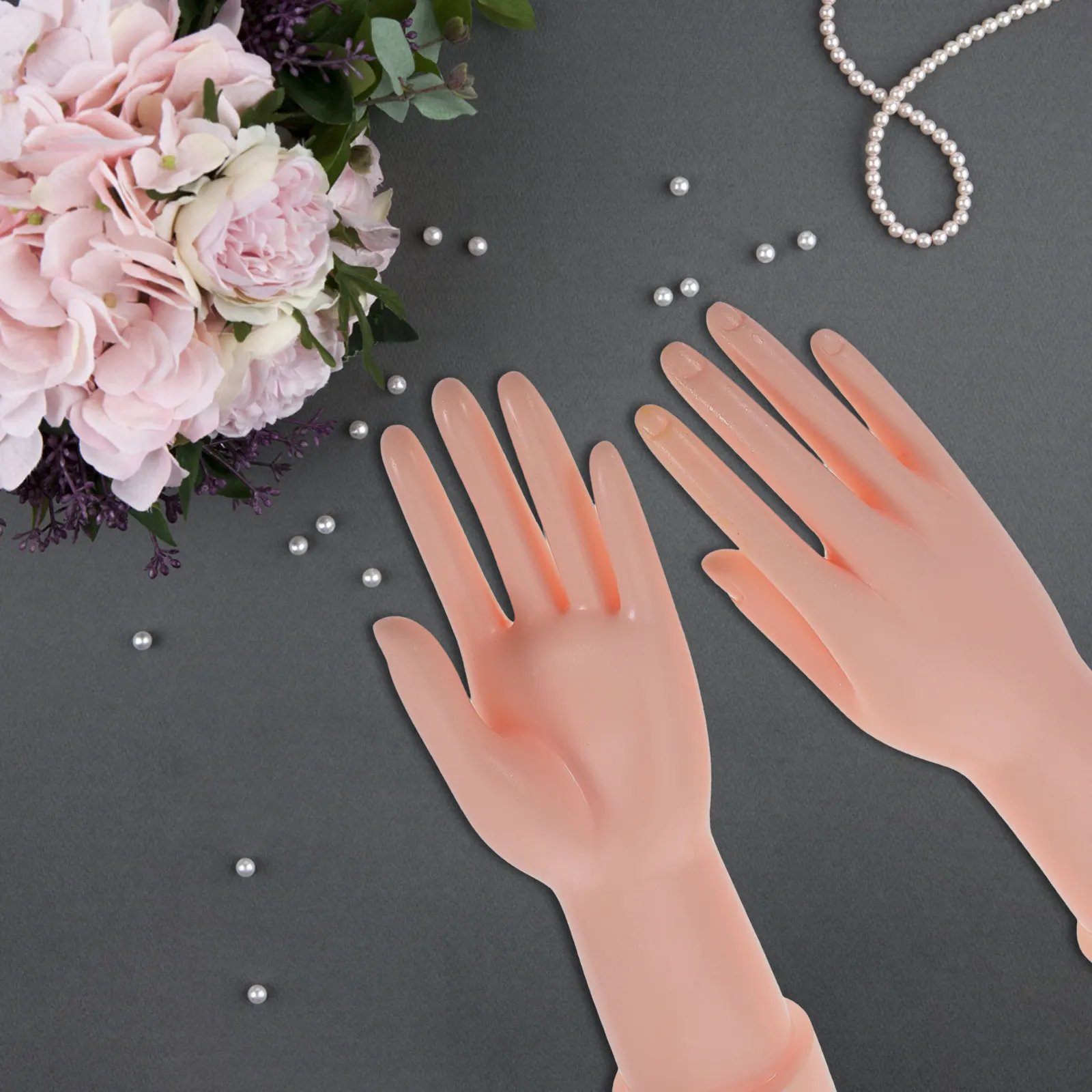 2Pcs Pe Hand-Shaped Jewelry Holder Vertical Ring Display Stand Desktop Glove Tray Countertop Trinket Display for Bridal Shops