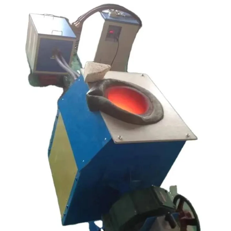 

110Kw 150Kg Medium Frequency Induction Melting Machine With Tilting Pouring For Copper Brass Bronze