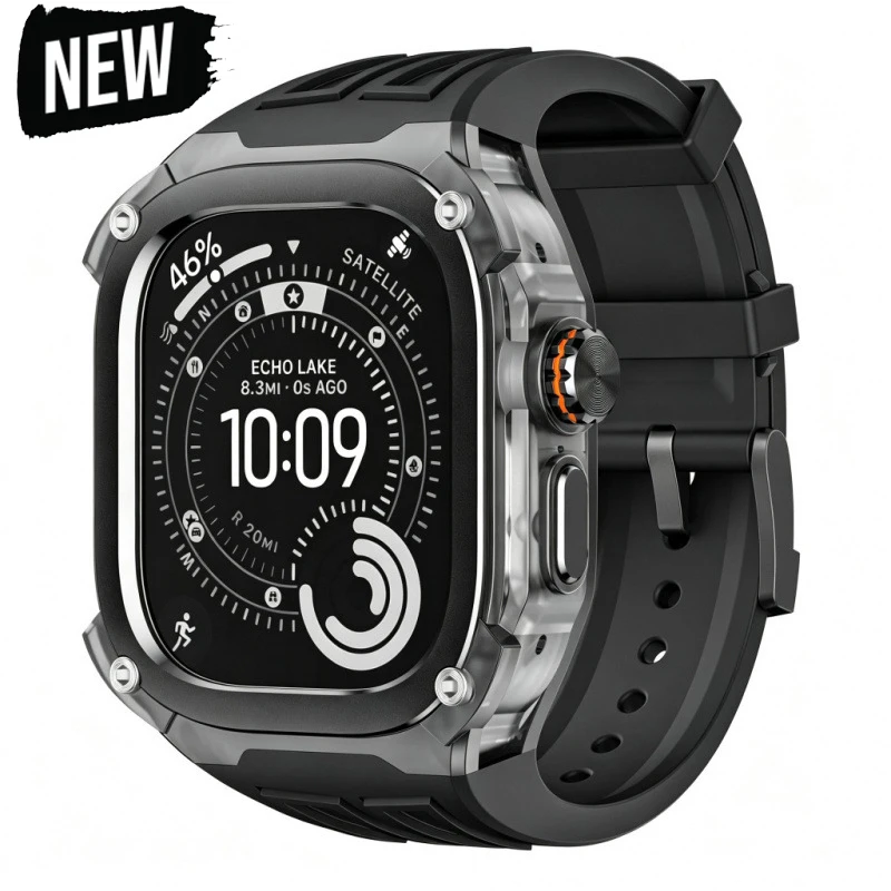 Armband+Gehäuse-Modifikations-Set für Apple Watch Ultra 3 2 49mm Metall-Zinklegierung Lünette für iWatch Ultra 49mm Silikonarmband