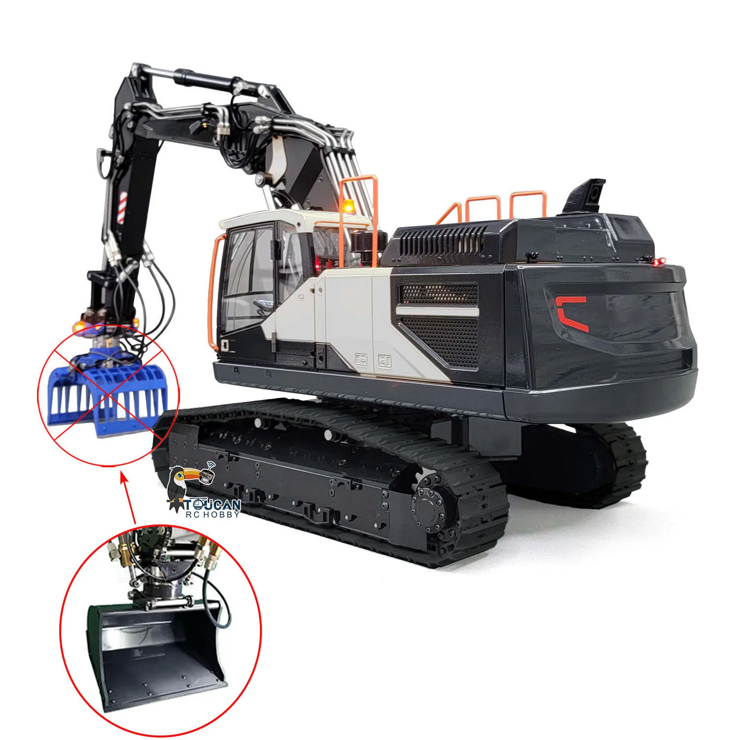 Giocattoli 1/14 EC380 Escavatore idraulico RC Cingolato in metallo 3 bracci T12D Radio Scavatori remoti Verniciato Finito Camion Auto Ragazzi Veicolo
